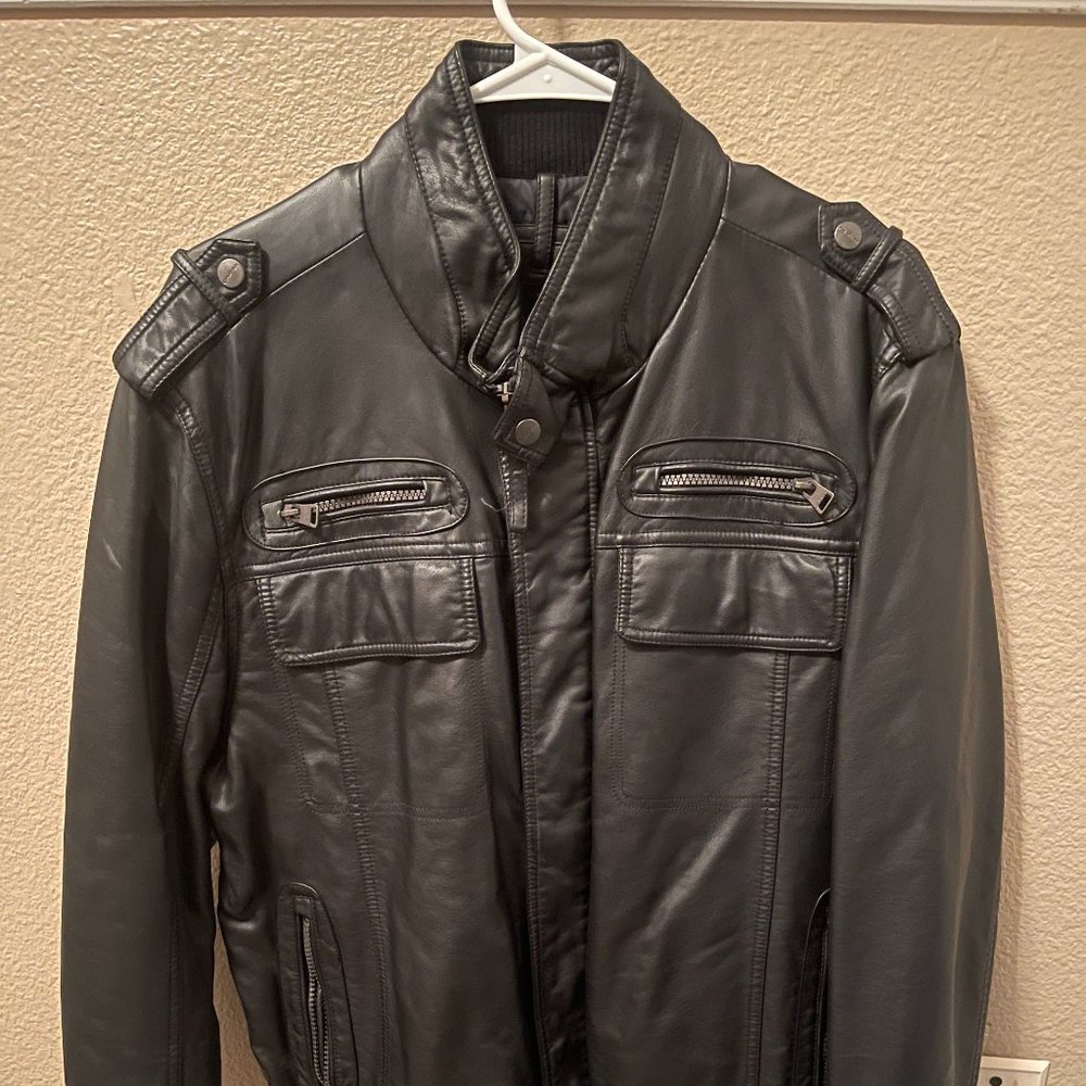 Calvin Klein Faux Leather Jacket, Black, Medium